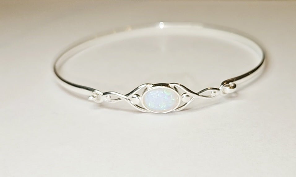 Amelia - Sterling Silver and Opalite Bangle - Stellify