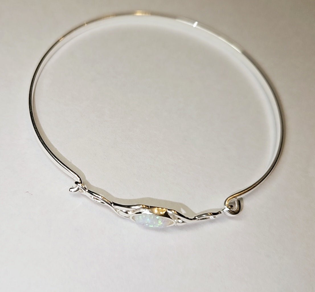 Amelia - Sterling Silver and Opalite Bangle - Stellify