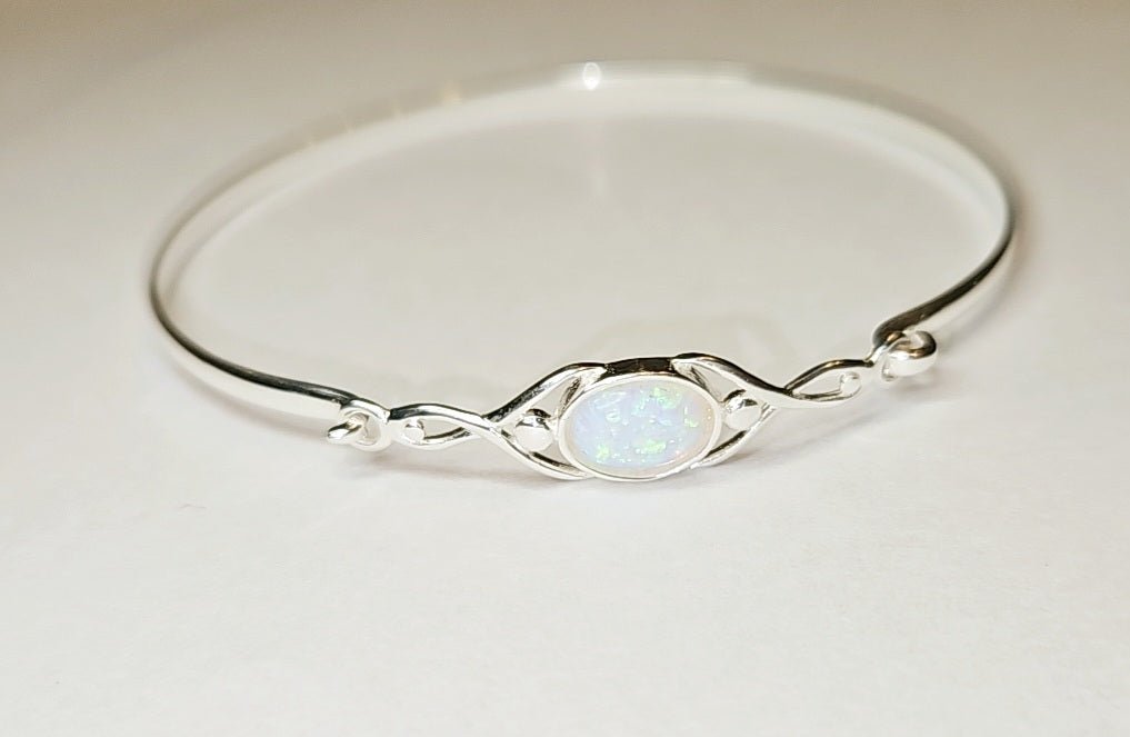 Amelia - Sterling Silver and Opalite Bangle - Stellify