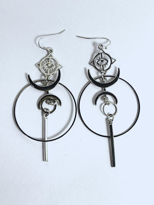 Earrings with Crescent Moon and Evil Eye - Stellify