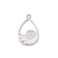Pear-Shaped Wave Swirl Silver Charm - Stellify