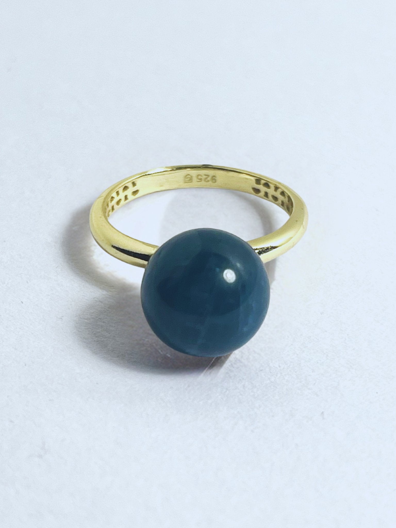 Radiant Gold-Plated Neon Apatite Ball Ring - Stellify