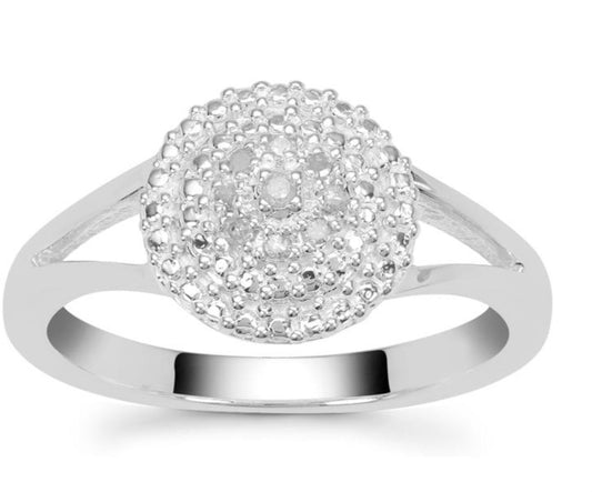 Round Cluster Ring with 0.2 cts White Diamond Pave - Stellify