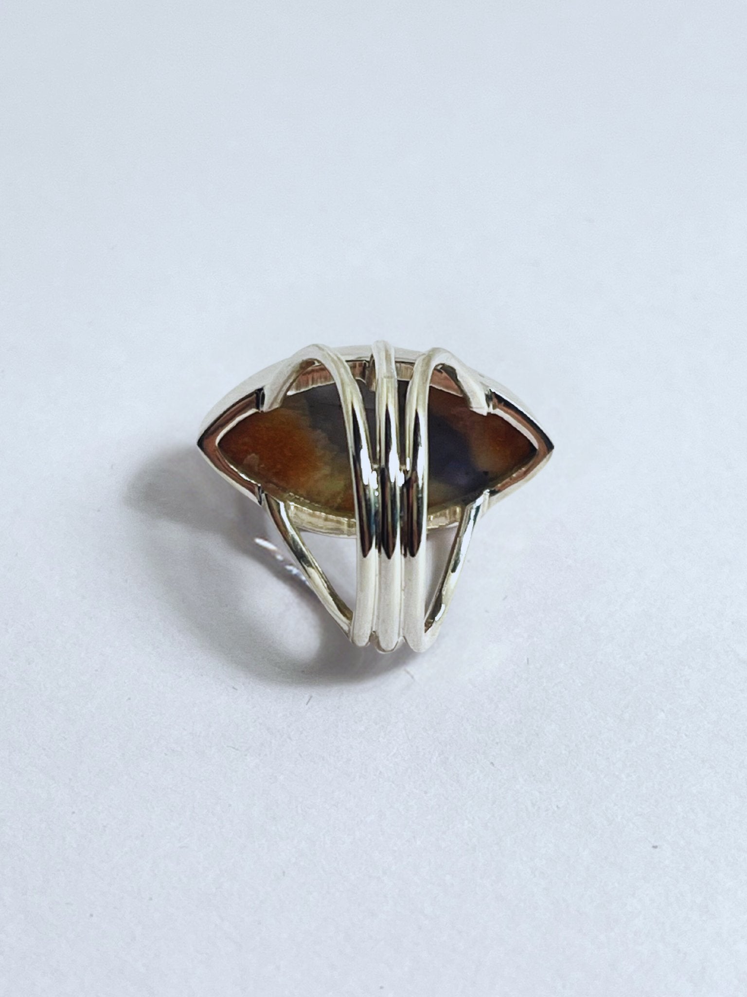 Sterling Silver 13ct Marquise Cut Iolite Sunstone Statement Ring - Stellify