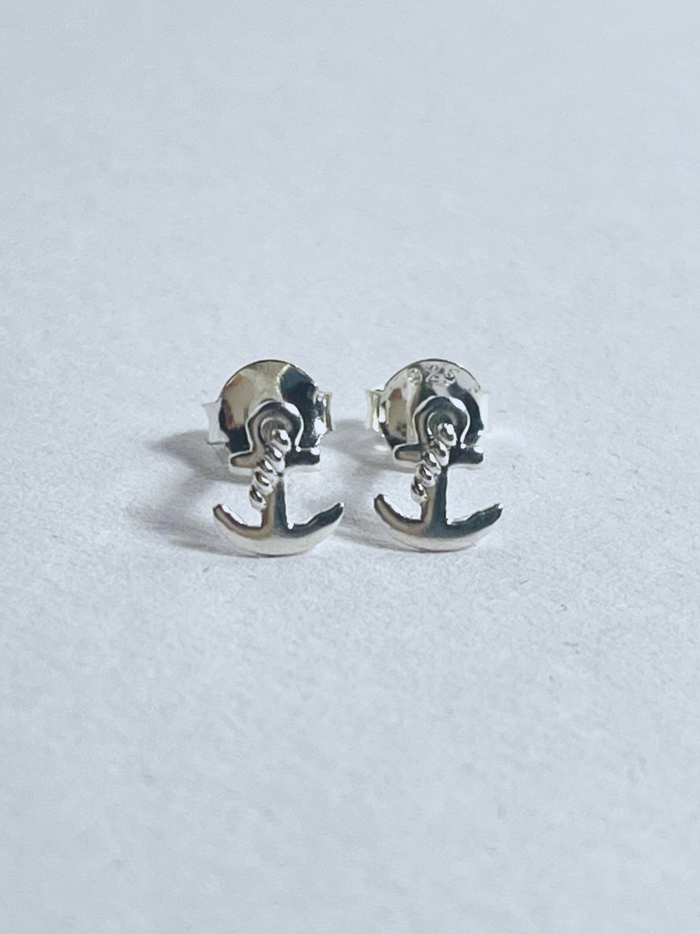 Sterling Silver Anchor Stud Earrings - Stellify