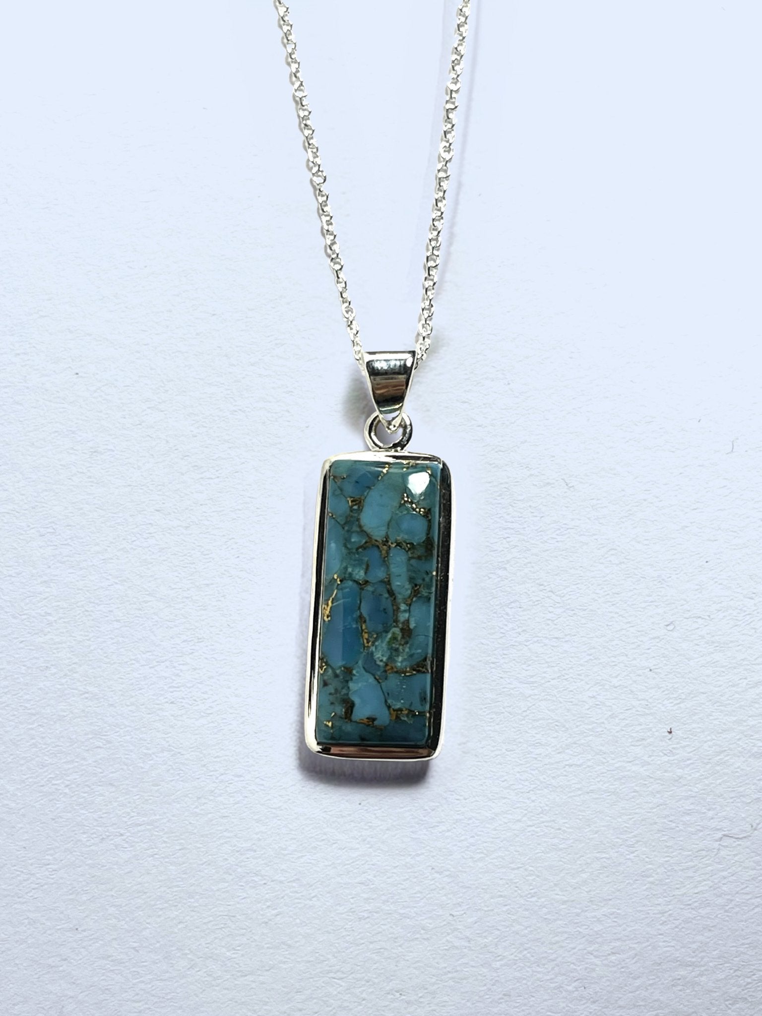 Sterling Silver Copper Mojave Turquoise Pendant Necklace - Stellify