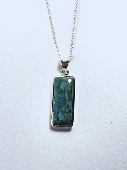 Sterling Silver Copper Mojave Turquoise Pendant Necklace - Stellify