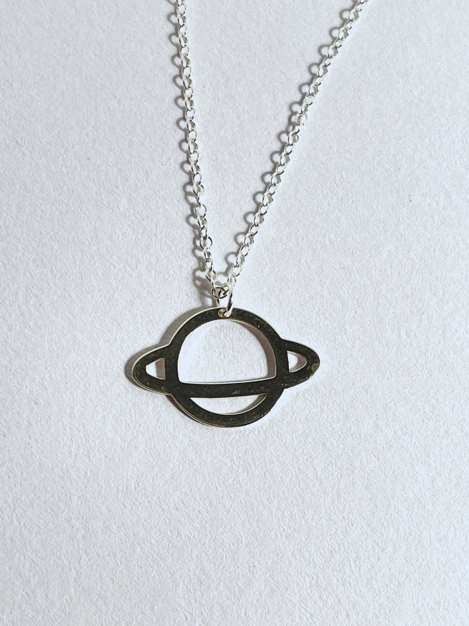 Sterling Silver Cute Saturn Pendant Necklace - Stellify