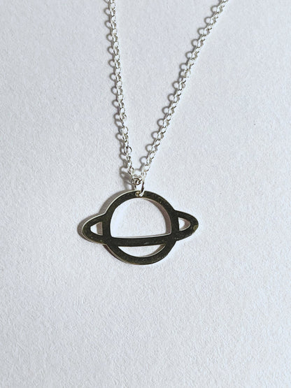 Sterling Silver Cute Saturn Pendant Necklace - Stellify