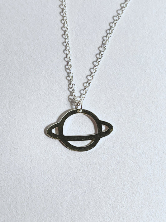 Sterling Silver Cute Saturn Pendant Necklace - Stellify