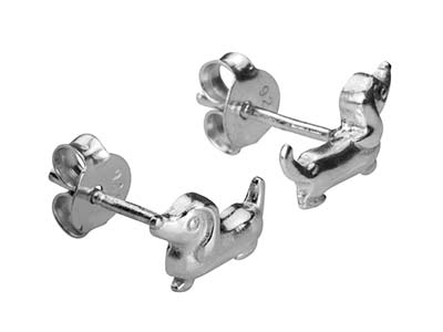 Sterling Silver Dachshund/Sausage Stud Earrings - Stellify