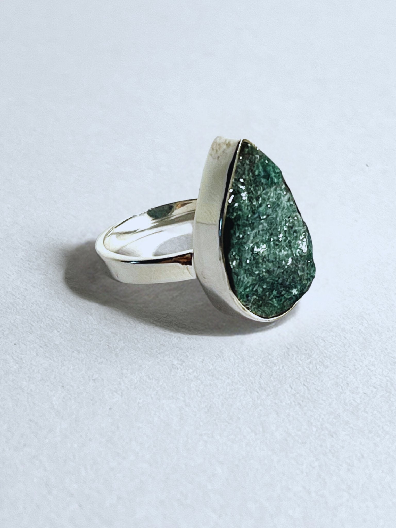 Sterling Silver Fuchsite Raw Drusy Statement Ring - Stellify