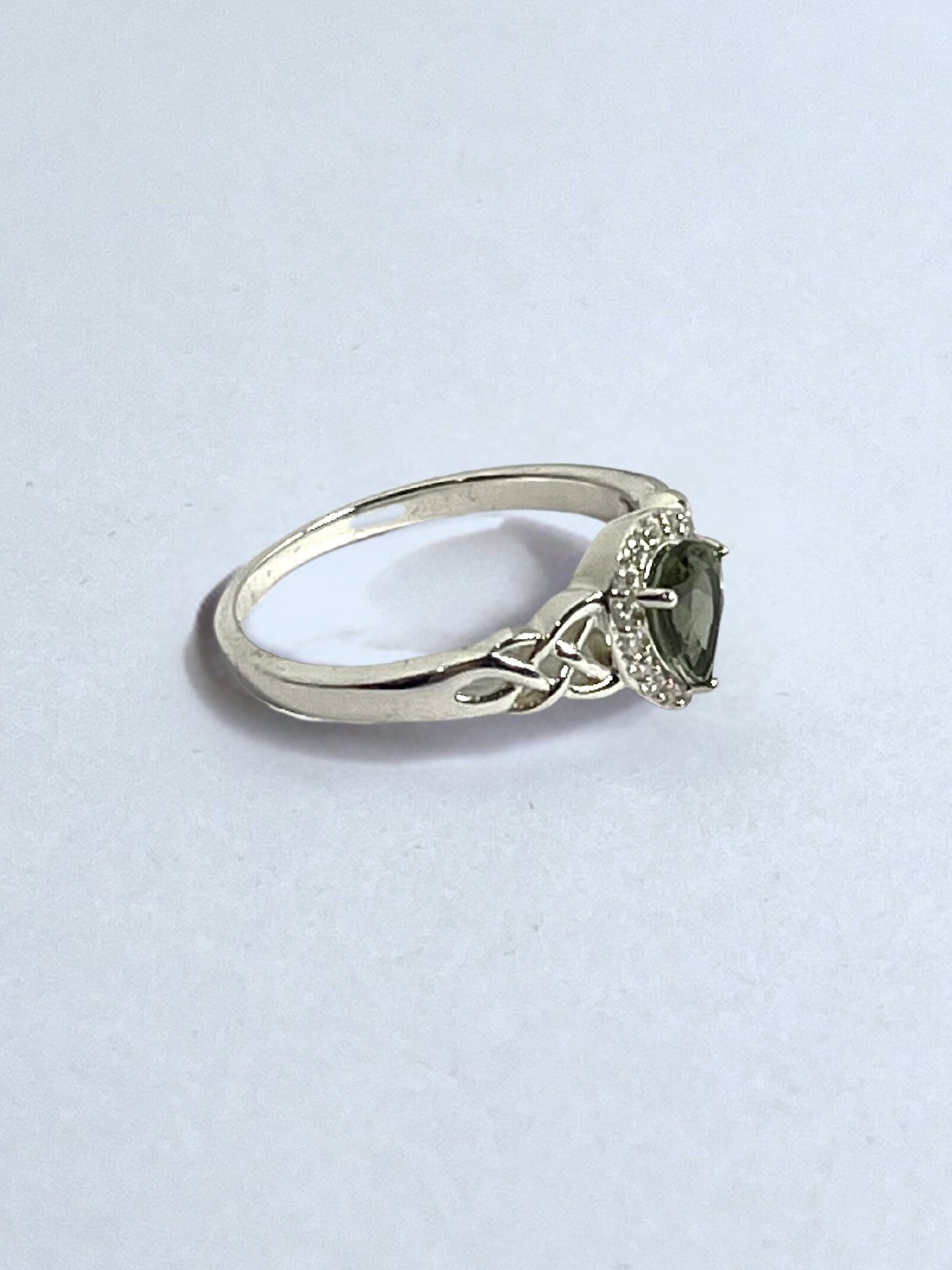 Sterling Silver Mandrare Apatite Green & White Zircon Ring - Stellify