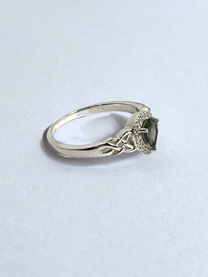 Sterling Silver Mandrare Apatite Green & White Zircon Ring - Stellify