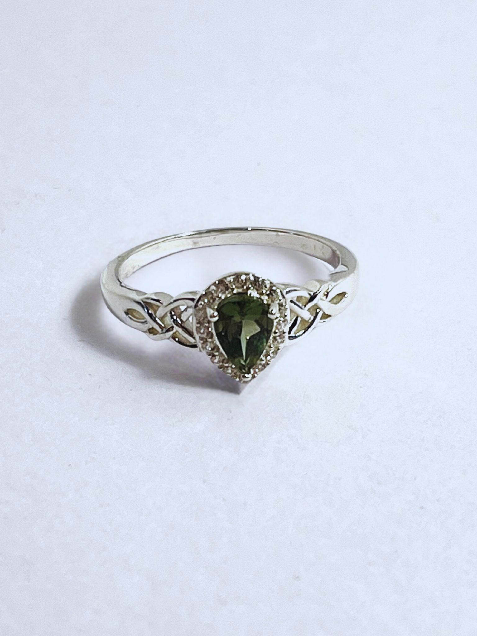 Sterling Silver Mandrare Apatite Green & White Zircon Ring - Stellify