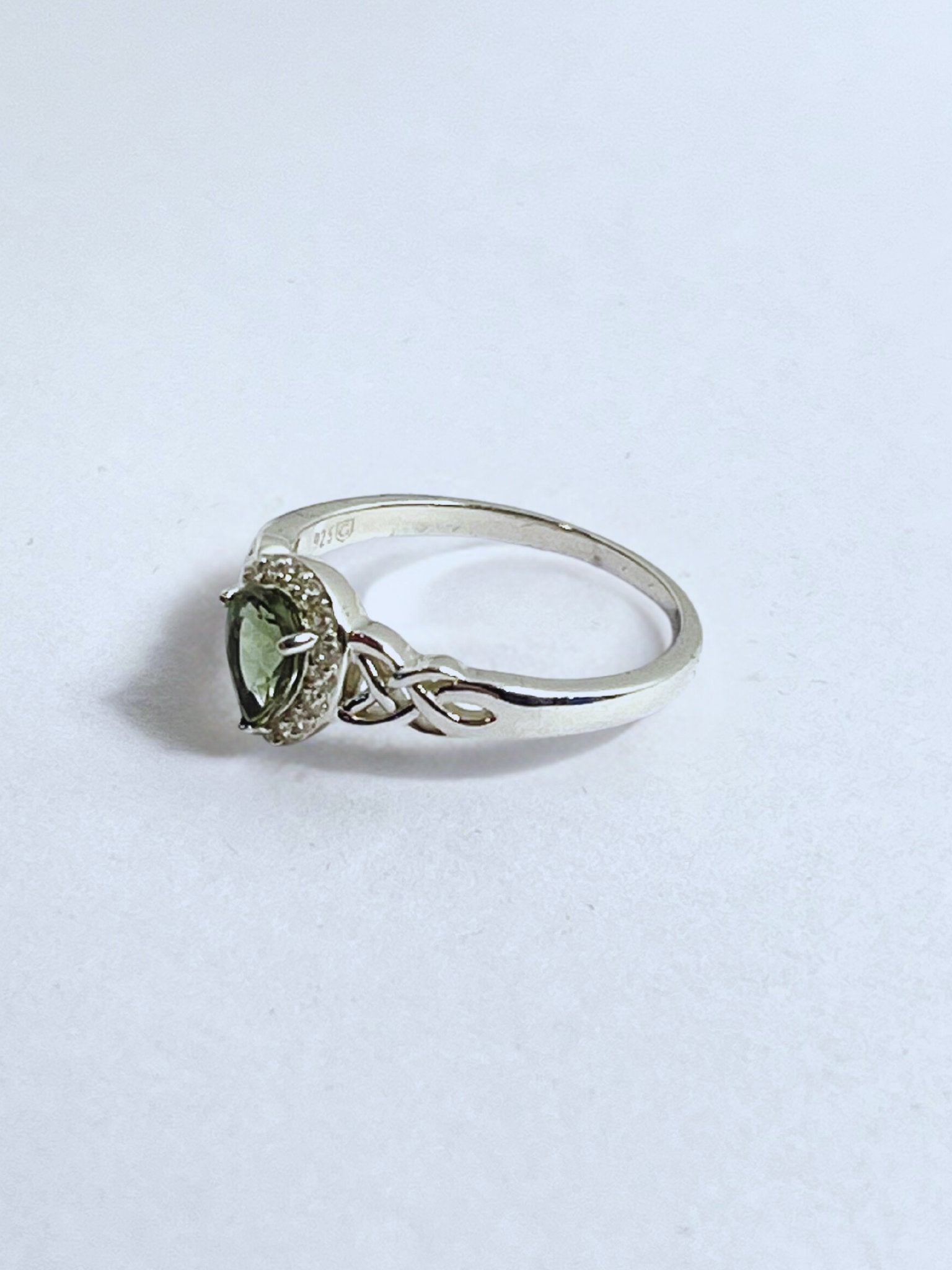 Sterling Silver Mandrare Apatite Green & White Zircon Ring - Stellify