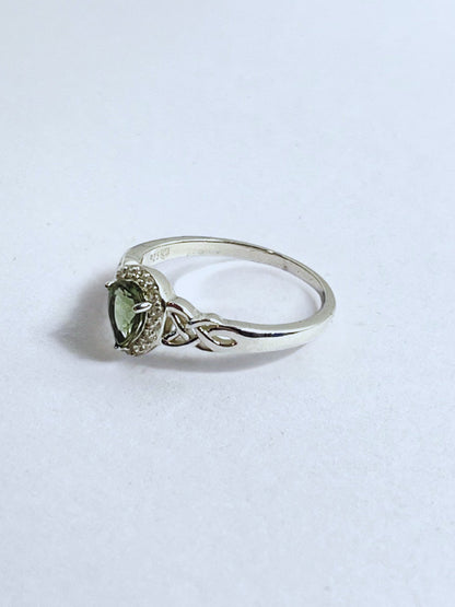 Sterling Silver Mandrare Apatite Green & White Zircon Ring - Stellify