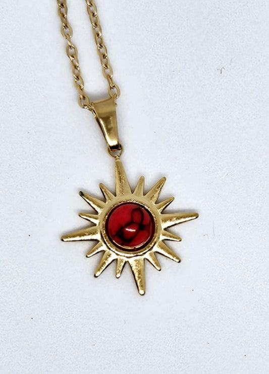 Vega Gold Star Necklace with Carnelian stone - Stellify